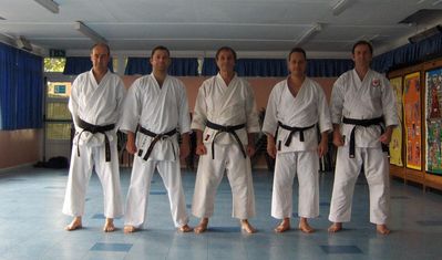 IASK Yudansha Session 2009
Iain Tyrie (5th Dan), Stephen Marriott (4th Dan), Sensei Nick Adamou (8th Dan), Zenos Christo (5th Dan), Patrick Prendergast (3rd Dan)
